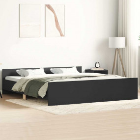 Bed Frame Black Engineered wood, solid pine, plywood Fu...