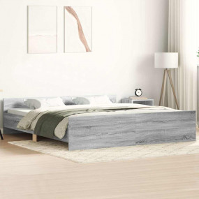 Bed Frame Gray Sonoma Engineered wood, solid pine, plyw...