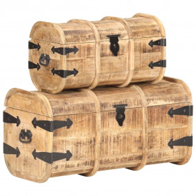 Storage Chest Natural Wood Solid Mango Wood Medium Stor...