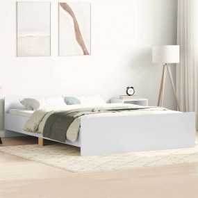 Bed Frame White Engineered wood, solid pine, plywood 47...