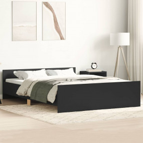 Bed Frame Black Engineered wood, solid pine, plywood Do...