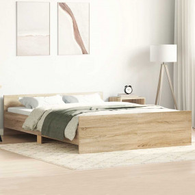 Bed Frame Sonoma Oak Engineered wood 47.2x78.7 in Durab...
