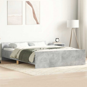 Bed Frame Concrete Grey Engineered wood, solid pine, pl...