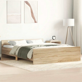 Bed Frame Sonoma Oak Engineered wood, solid pine wood D...