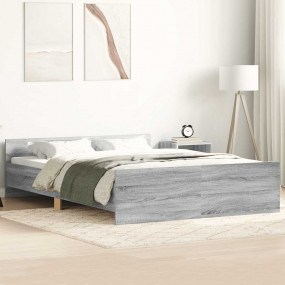 Bed Frame Grey Sonoma Engineered wood, Solid pinewood, ...