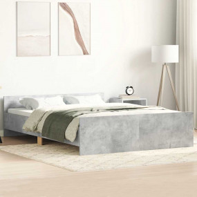 Bed Frame Concrete Grey Engineered wood, solid pine, pl...