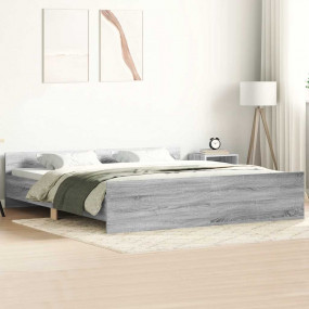 Bed Frame Grey Sonoma Engineered wood Double Modern Bed...