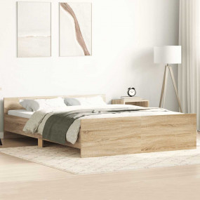 Bed Frame Concrete grey Engineered wood, solid pinewood