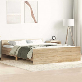 Bed Frame Sonoma Oak Engineered wood Double Modern Bed ...