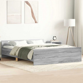 Bed Frame Grey Sonoma Engineered wood, solid pine Doubl...