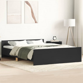 Bed Frame Black Engineered wood, solid pine, plywood Fu...