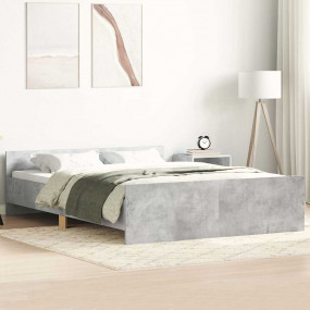 Bed Frame Concrete grey Engineered wood, solid pine, pl...