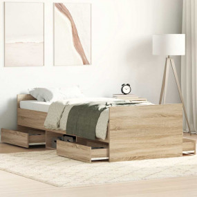 Bed Frame Sonoma Oak Engineered Wood Single Bed Frame