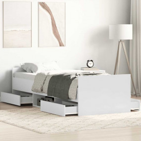 Bed Frame White Engineered Wood, Solid Pine Single Bed ...