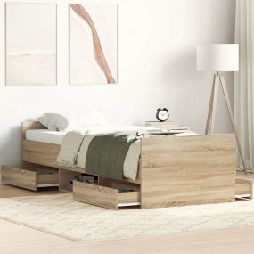 Bed Frame Sonoma Oak Engineered Wood, Solid Pine Small ...