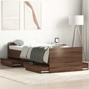 Bed Frame Brown Oak Engineered wood Small Single Bed Fr...
