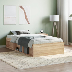 Bed Frame Sonoma Oak Engineered wood, Solid pinewood Si...