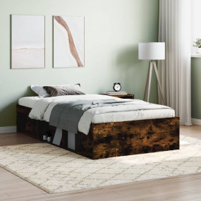 Bed Frame Smoked Oak Engineered wood Twin Bed Frame Rec...