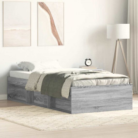 Bed Frame Grey Sonoma Engineered wood, Solid pine Singl...