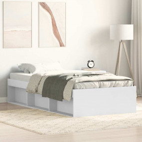Bed Frame White Engineered wood, solid pine wood Twin S...