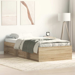 Bed Frame Sonoma oak Engineered wood, solid pinewood, p...