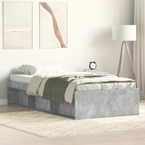 Bed Frame Concrete Grey Engineered wood Single Bed Fram...