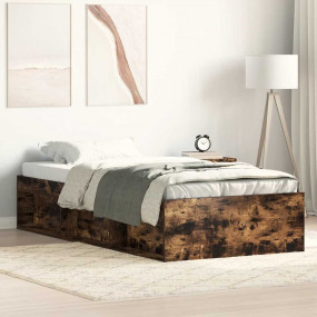 Bed Frame Smoked oak Engineered wood, solid pine, plywo...