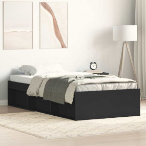 Bed Frame Black Engineered wood and plywood Small Singl...