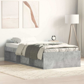 Bed Frame Concrete grey Engineered wood, solid pine, pl...