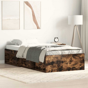 Bed Frame Smoked Oak Engineered wood, solid pine, plywo...