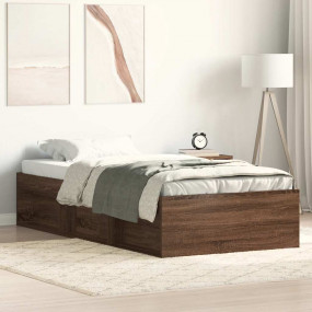 Bed Frame Brown Oak Engineered Wood Small Single Modern...