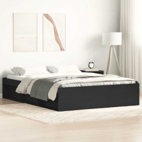 Bed Frame Black Engineered wood Full Bed Frame Rectangu...
