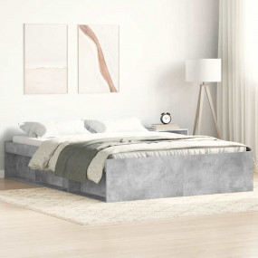 Bed Frame Concrete Grey Engineered wood, solid pine, pl...