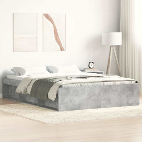 Bed Frame Concrete Grey Engineered wood, solid pine, pl...