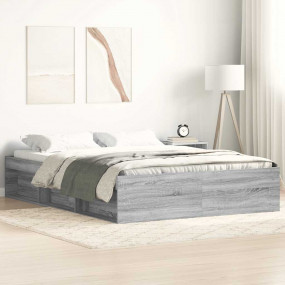 Bed Frame Grey Sonoma Engineered wood King Bed Frame