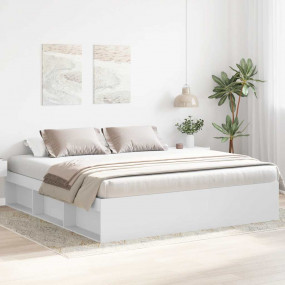 Bed Frame White Engineered wood Super King Size Bed Fra...