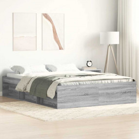 Bed Frame Grey Sonoma Engineered wood, Solid Pinewood, ...