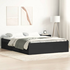Bed Frame Black Engineered wood 53.1x74.8 in Bed Frame