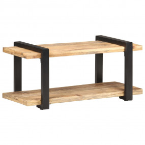 TV Cabinet Natural Wood, Black Rough Mango Wood, Iron 3...