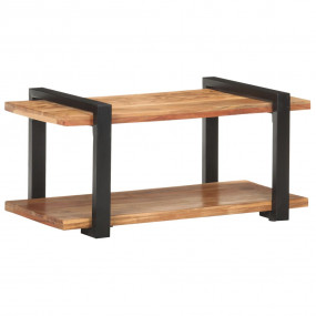 TV Cabinet Natural wood and black Solid acacia wood and...