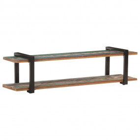 TV Cabinet Mixed Solid Reclaimed Wood, Powder-Coated Ir...