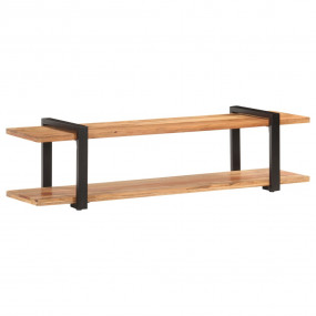 TV Cabinet Natural wood, Black Solid acacia wood, Powde...