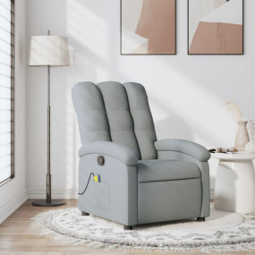Massage Recliner Chair Light Gray Fabric, Metal, Plywoo...