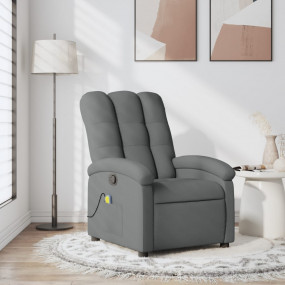 Massage Recliner Chair Dark Grey Polyester Single