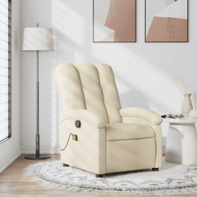 Massage Recliner Chair Cream Fabric (100% polyester), M...