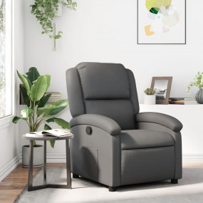 Recliner Chair Grey Faux leather, metal, plywood Single...