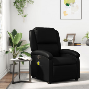 Massage Recliner Chair Black Faux leather, Metal, Plywo...
