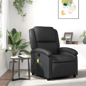 Massage Recliner Chair Black Real leather, metal, plywo...
