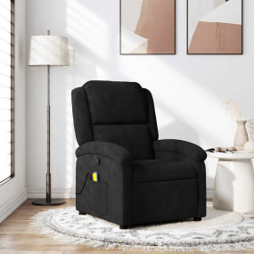 Massage Recliner Chair Black Velvet (100% polyester), M...