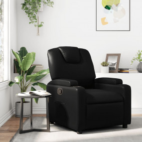 Recliner Chair Black Faux leather Standard Adjustable F...
